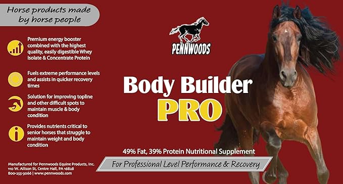 Body Builder Pro, Horse Weight Gain Supplement, Premium High Fat Energy Booster, with Whey Isolate and Concentrate Protein, 4lb Bag-PawvioPets