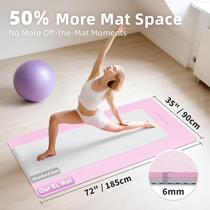 Extra Large Yoga Mat - 72"x35", 72"x48", 78"x57" - Wide TPE Exercise Mat for Home, Stretching, Couples & Family Workouts - 6-12mm Thick, Non-Slip & Waterproof - with Carry Bag and Straps-PawvioPets