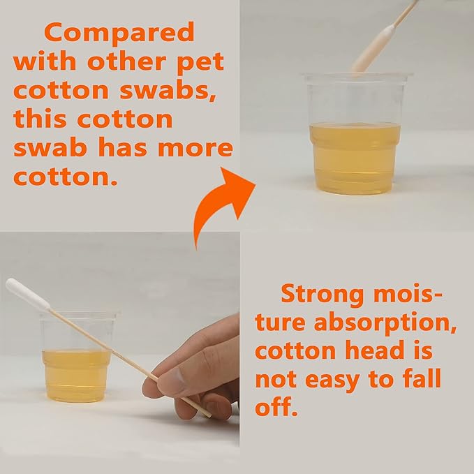 6 Inch Long Cotton Swabs of Medium and Large Pets Ears Cleaning or Makeup 400pcs-PawvioPets