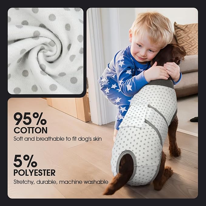 FUAMEY Dog Recovery Suit Male,Dogs Surgery Neuter Suits Puppy Spay Shirts for Female Protect Dog's Skin Anti Licking Abdominal Wounds Doggie Onesie Pet Bodysuit Alternative to Cone Polka Dot L-PawvioPets