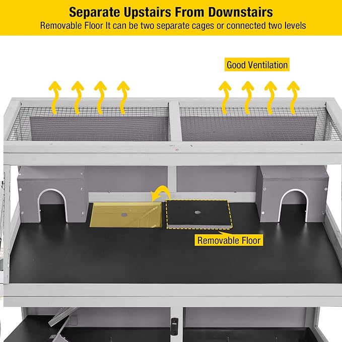 Aivituvin Guinea Pig Cage Chew Proof Hamster Cage Metal Frame Rat House Small Animal Habitat Critter Nation Cage 2 Levels Double Use Movable-PawvioPets