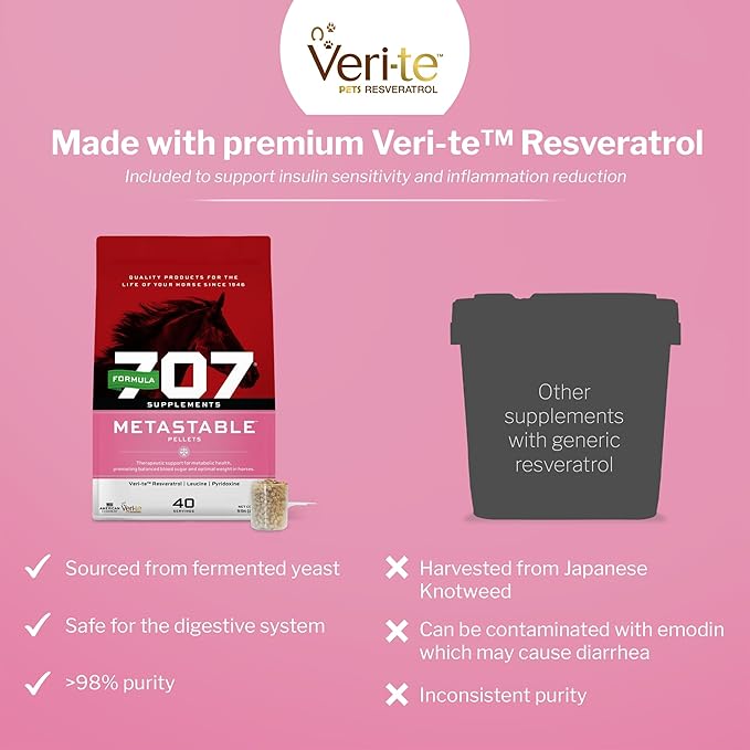 Formula 707 MetaStable Pellets for Horses 5 lb Bag – 40 Servings – University-Studied Support for Horses with Laminitis, Insulin Resistance & Metabolic Disorders-PawvioPets