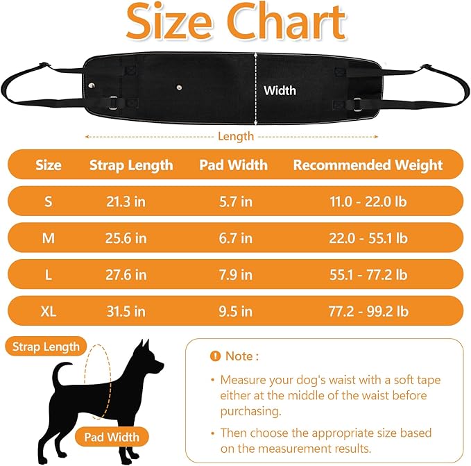 Dog Lift Harness Dog Sling for Large Dogs, Portable Dog Carrier Sling for Back Legs, Ajustable Hip Support Harness for Weak Rear Leg, Assist Senior Disabled Joint Injuried and After ACL-PawvioPets