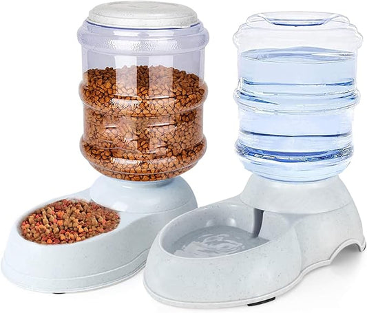 Automatic Dog Feeder and Water Dispenser Set for Large Dogs, 3 Gallon Gravity Dog Cat Food and Water Dispenser Set with Pet Food Bowl,Large Pet Food Water Dispenser Station-PawvioPets