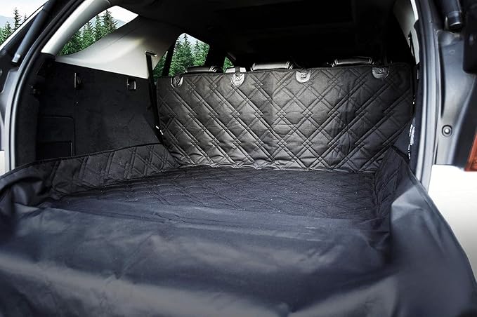 Bulldogology SUV Cargo Liner for Dogs 55"x82" Heavy Duty Pet Trunk Cargo Cover Area - Trunk Cover Car Protector for Dogs Waterproof Nonslip Mat - Dog Cargo Liner SUVs Vans Cars (Large, Black)-PawvioPets