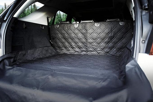Bulldogology SUV Cargo Liner for Dogs 55"x82" Heavy Duty Pet Trunk Cargo Cover Area - Trunk Cover Car Protector for Dogs Waterproof Nonslip Mat - Dog Cargo Liner SUVs Vans Cars (Large, Black)-PawvioPets