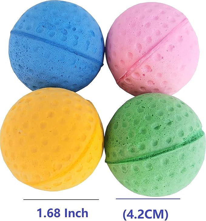 Cat Golf Balls for Indoor Cats Toy Ball Kitten Toys Interactive Cat Ball Sponge Foam Sponge Soccer Balls (Yellow)-PawvioPets