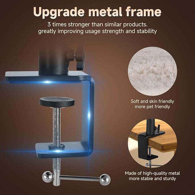 Cat Desk Bed - 360° Rotating Mount Attachment - Space-Saving Cats Hammock for Home Office/Computer Desks, Washable All-Season Indoor Pet Nest - Comfortable Perch-PawvioPets