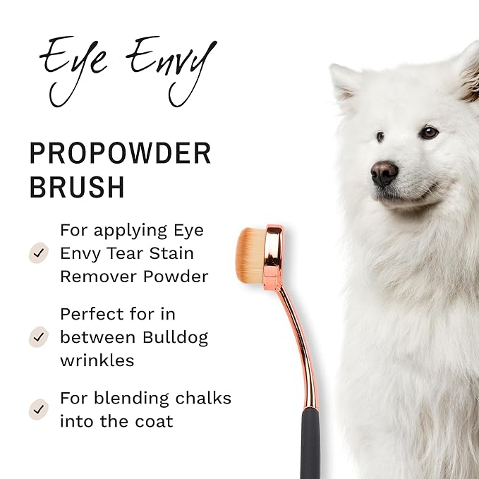 Eye Envy ProPowder Applicator Brush for Dogs and Cats. Use to Safely and Evenly Apply Tear Stain Powder. Large. Washable Superfine Fiber Hair. Long Tapered Bristles. Ergonomic Handle-PawvioPets
