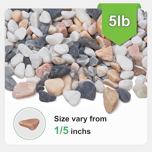 5 lbs Small Rocks for Plants, 1/5 Inch Pebbles for Indoor Plants, Natural Decorative Pea Gravel for Aquarium, Fish Tank, Terrarium, Succulents, Bamboo Plants, Vases, Cactus, Crafts-PawvioPets