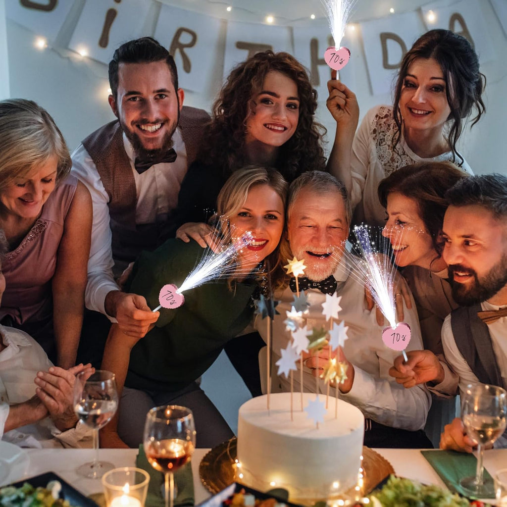 24 Pcs Wedding Sparklers Heart Shaped LED Glow Sticks Fiber Optic Wands Light up Wand with 3 Light Mode for Wedding Bridal Shower Birthday Glow in the Dark Party Supplies (Pink)