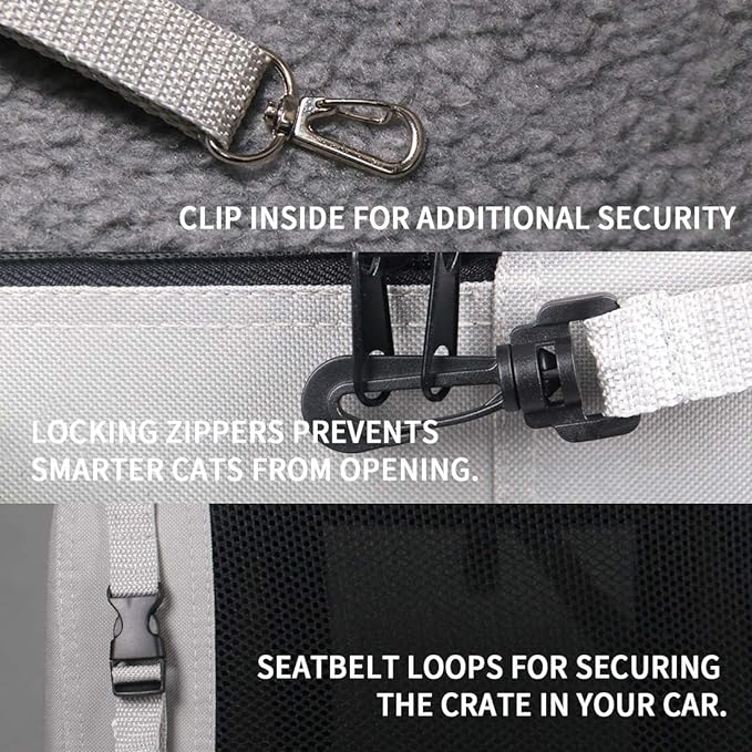 Extra Large Cat Carrier Soft Sided, Portable Small Dog Carrier for 2 Cats, 24"x16.5"x16" Car Travel Folding Comfortable Design with Bowl, Grey-PawvioPets