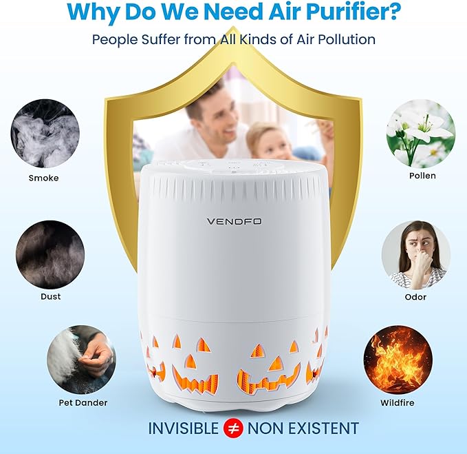Air Purifiers for Home Bedroom up to 1076ft², True HEPA Air Filters Dust Pets Smoke Hair, 3 Fan Speeds Quiet, Timer Settings, Rechargeable Air Cleaner Office, Bedroom, Pets, Car-PawvioPets