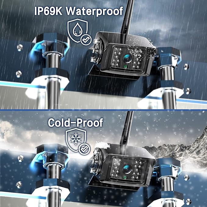 1080P Wireless Backup Camera System with 10 Inch DVR 4 Split Monitor, IP69 Waterproof Stable Signal Record Wireless 1 Rear and 2 Side View Cameras for RV Truck Trailer Camper (BW103)-PawvioPets