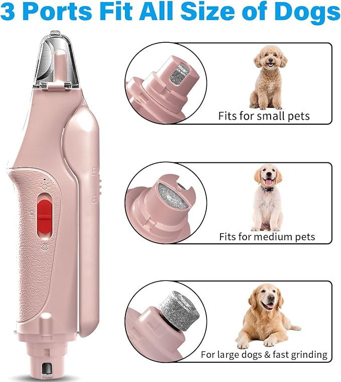 Dog Nail Clippers & Cat Nail Clipper with Catcher, 2 in 1 Dog Nail Trimmers & Grinder with Light for Large Small Dogs Cats,Silent Groom Pro Claw Trimmer, Rechargeable Dogs Nails Grinder Quiet-PawvioPets