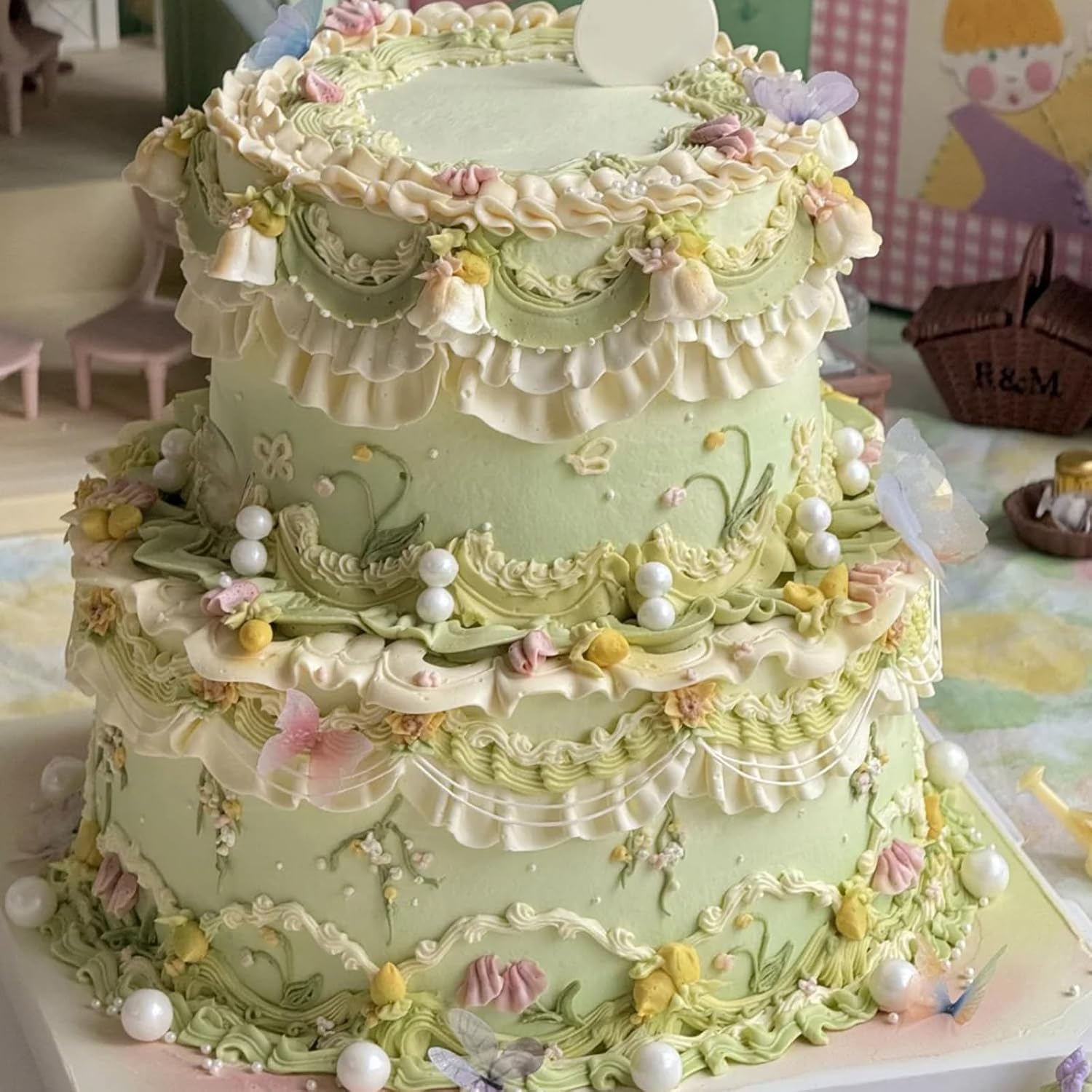 Lambeth Cake Border Fondant Molds, Whipped Cream Shaped Silicone Molds, Cake Decoration Chocolate Baking Molds for Cupcake Topper Mousse Cookie Candy Gum Paste Clay Resin DIY Crafts