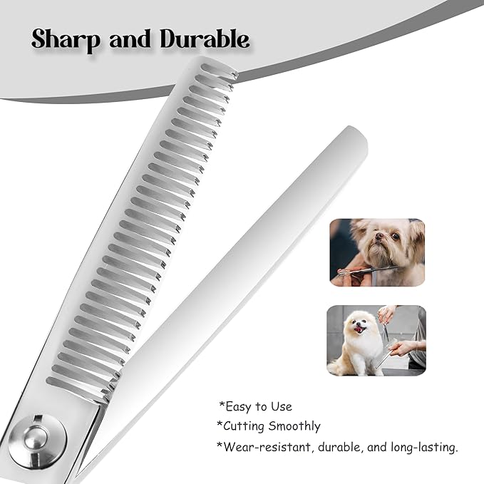 Dog Grooming Scissors 5 inch Small Thinning Scissors Super Light Professional 440C Stainless Steel Pet Shears for Trimming Face and Paws Nose Ear Easy Use.-PawvioPets