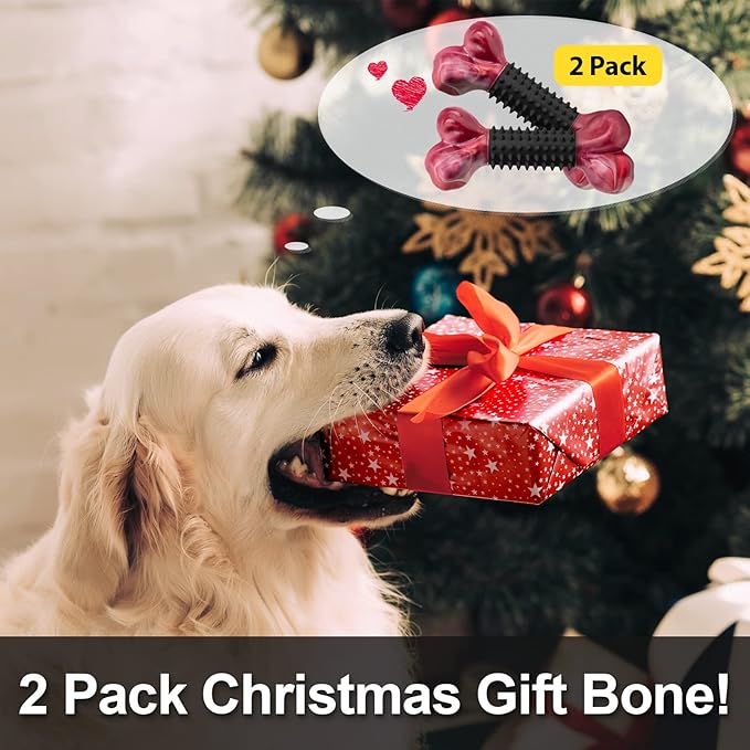 Apasiri Dog Toys for Aggressive Chewers with Bacon Flavor: 8" Indestructible Chew Bones for Large Breeds, Tough Nylon & Rubber Dog Toys Keep Them Busy, Interactive Play - 2-Pack-PawvioPets
