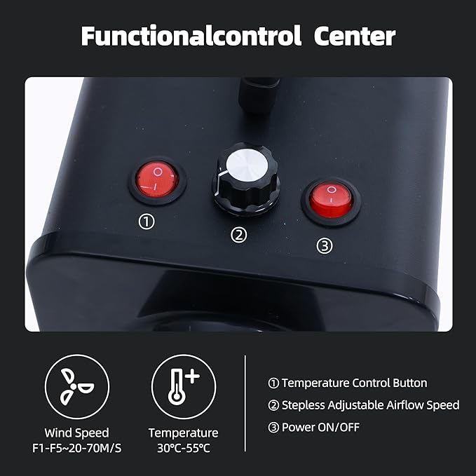 2400w 75m/s Dog Dryer for Pet Grooming, High Velocity Pet Hair Dryer with Heater, Adjustable Speed, 4 Nozzles and a Comb, Black-PawvioPets