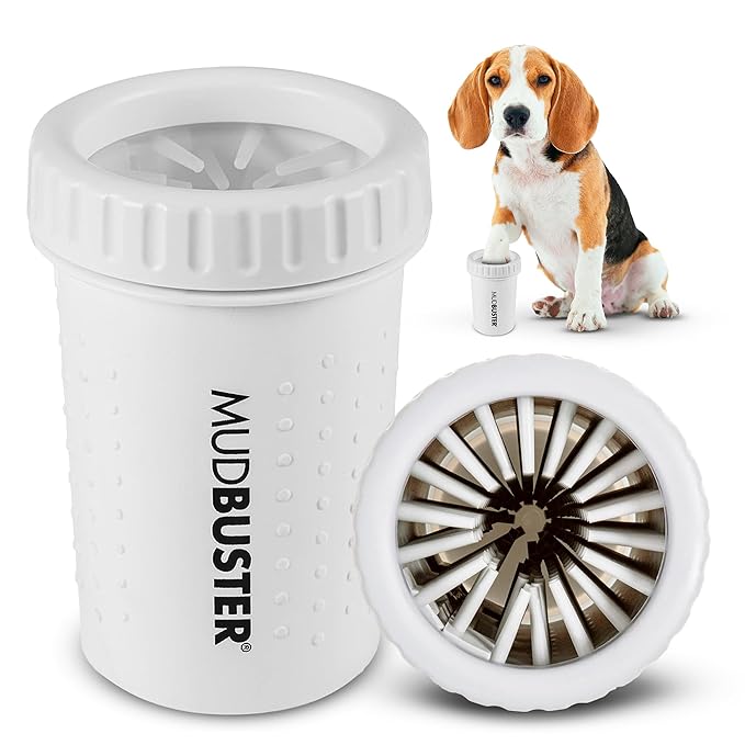 Dexas MudBuster Portable Dog Paw Cleaner, Medium, Bright White Special Edition, Premium Pet Supplies and Accessories-PawvioPets