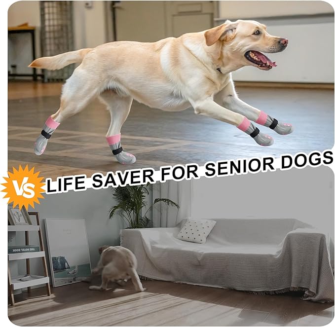 BEAUTYZOO Anti-Slip Dog Socks,Dog Shoes for Hot/Cold Pavement,Paw Protectors with Grips 3 Pairs for Puppy Small Medium Large Senior Old Dogs,Dog Socks to Prevent Licking and Hardwood Floor Protection-PawvioPets