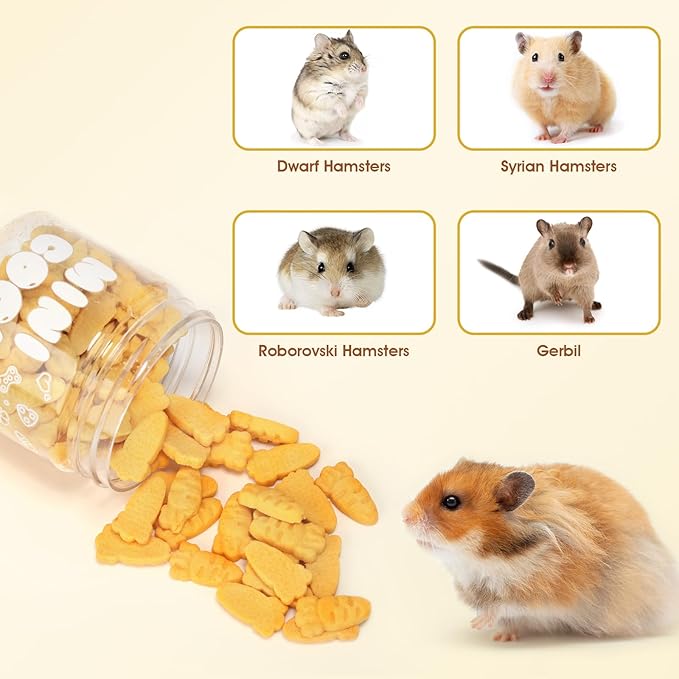 Abizoo Hamster & Gerbil Treats, Crunchy Baked Hamster Snacks with Carrot and Yeast, Natural Training Reward Chew Treats for Small Animals, Supports Digestion and Dental Health-PawvioPets