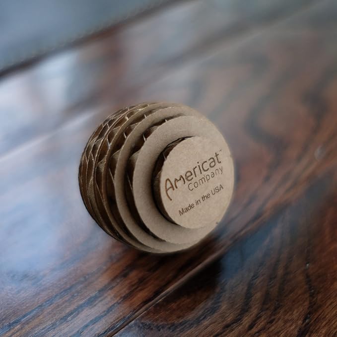 Cat Ball Toys by Americat – Made in USA – Safe Cardboard Cat Toys – for Interactive and Independent Play, Exercise & Stress Relief for All Breeds & Ages (Pack of 3 Round Balls)-PawvioPets