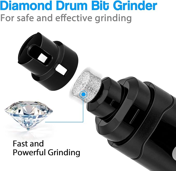 Casfuy Dog Nail Grinder Upgraded - Professional 2-Speed Electric Rechargeable Pet Nail Trimmer Painless Paws Grooming & Smoothing for Small Medium Large Dogs & Cats (Black)-PawvioPets
