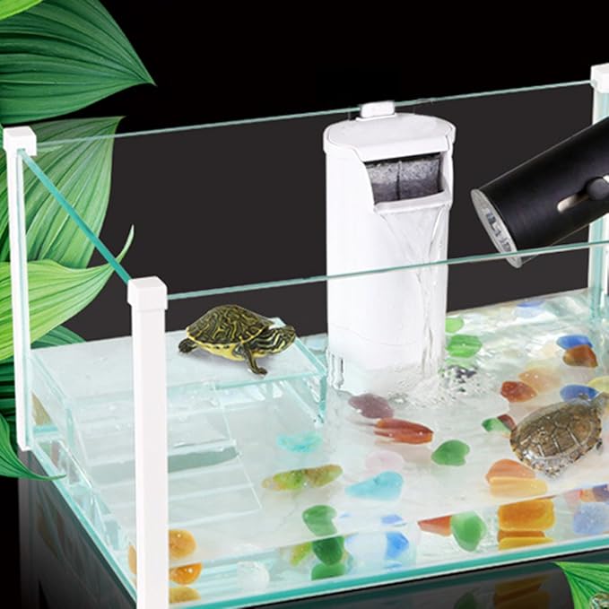 Aquarium Waterfall Filter Reptiles Turtle Filter for small tank 1-15 gallon, Low Level Water Clean Pump Internal Bio Media Water Filtration System for Fish Amphibian Cichlids Frog (Waterfall Filter)-PawvioPets