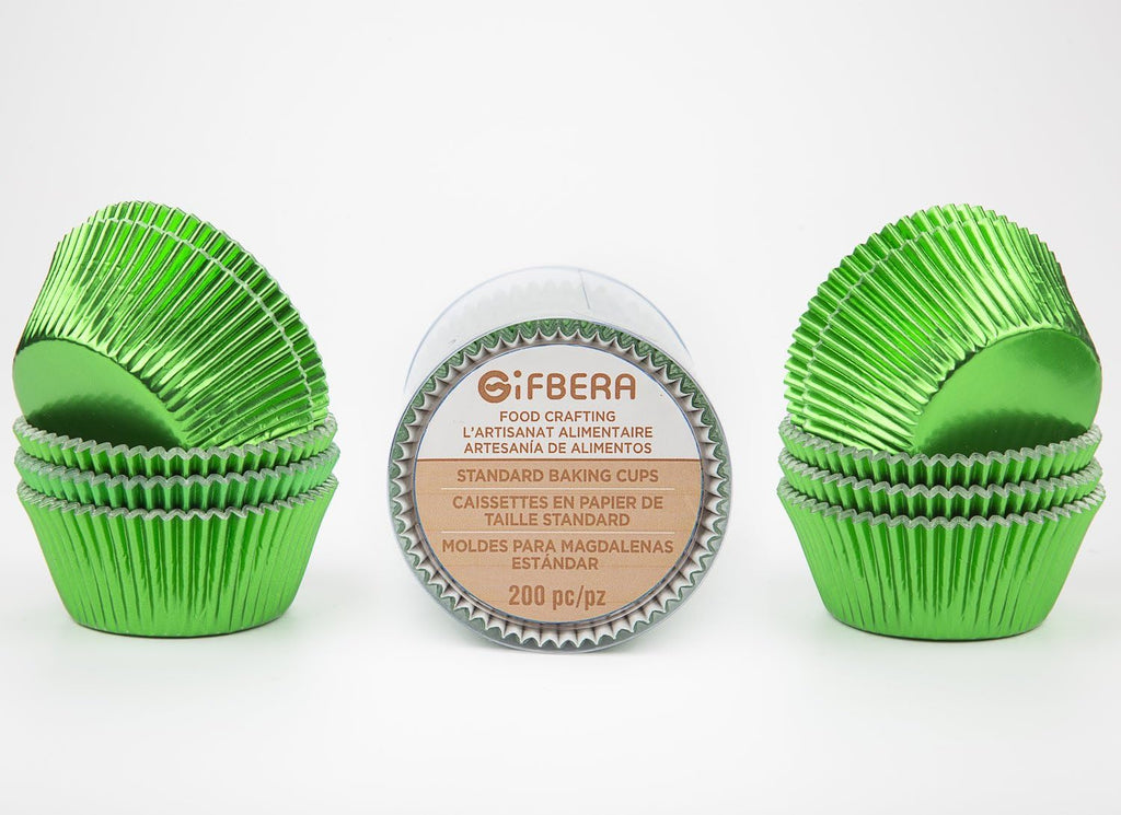 Gifbera Green Foil Standard Cupcake Liners Muffin Cups for Baking Holiday Party, 200-Count