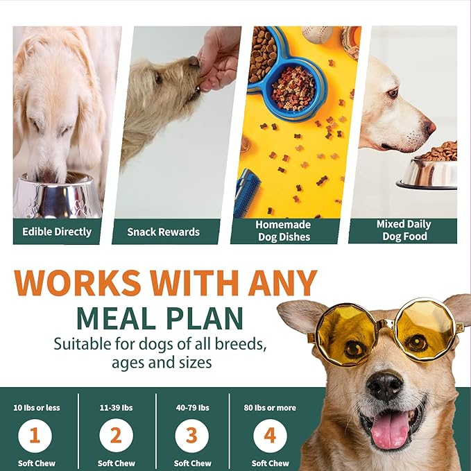 Dog Multivitamin, Glucosamine Chondroitin for Dogs, Dog Vitamins and Supplements, Probiotics, Krill Oil for Hip & Joints, Skin, Coat, Immune Health, Heart, Digestion (120 Chews, Chicken)-PawvioPets