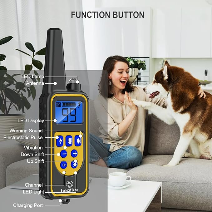 Electric Dog Training Collar with Remote 1640FT, E-Shock, Safe Training Modes, Rechargeable IP67 Waterproof Collars for 2 Dogs-PawvioPets