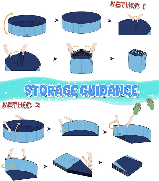 Giant Dog Pool 97"x16", Hyperzoo Foldable Dog Swimming Pool, Hard Plastic PVC Leakproof Doggie Wading Collapsible Pet Bathing Tub for Puppy Small Medium Large Dogs and Kids, Blue-PawvioPets