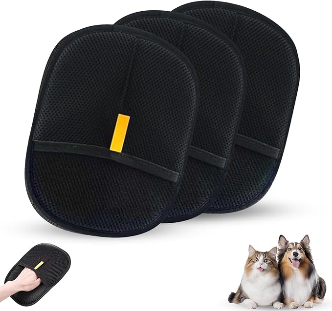 3Pcs Pet Hair Removal Gloves, Reusable Electrostatic Pet Hair Removal Gloves,Upgraded Animal Fur Removal Tool for Cats & Dogs-PawvioPets