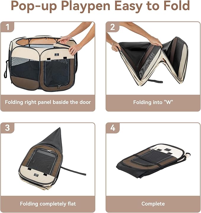 A4Pet Puppy Playpen, 39.5” Pet Playpen with Bowl, Suitable for Puppies, Kittens, and Small Animals, Removable Zipper & Mesh Panel(16”W × 10”H)-PawvioPets