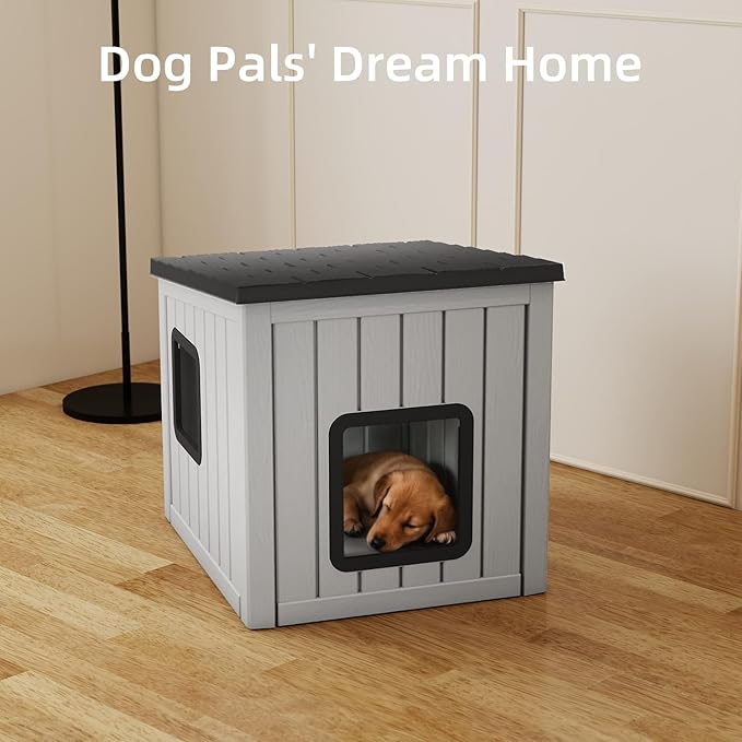 Dog House Small Dog Houses Outdoor with Sloped Roof Waterproof Ventilated Design Easy to Clean Elevated Floor Easy Assembly for Middle Sized Dogs-PawvioPets