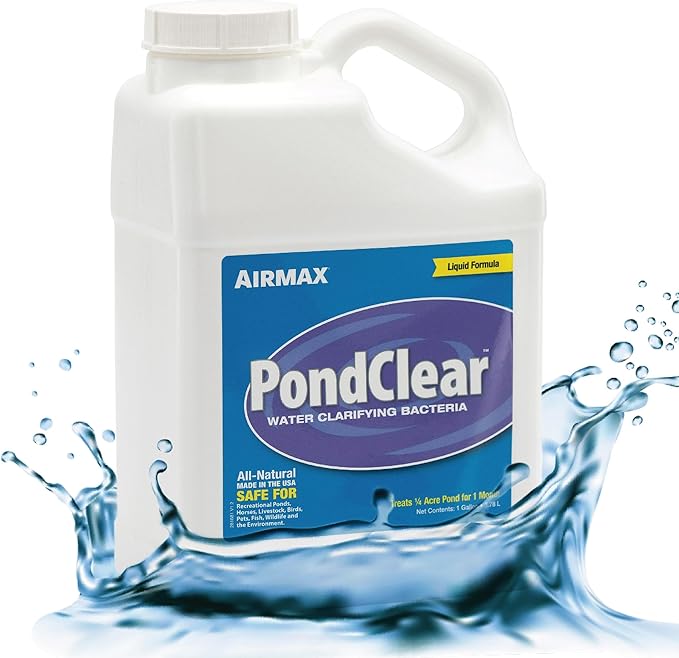 Airmax PondClear Liquid Bacteria for Lakes, Ponds & Water Garden Treatments, Natural Bio Clarifier & Cleaner for Crystal Clear Water, Remove Nutrients & Noxious Odor, Fish, Pet & Plant Safe, 1 Gallon-PawvioPets