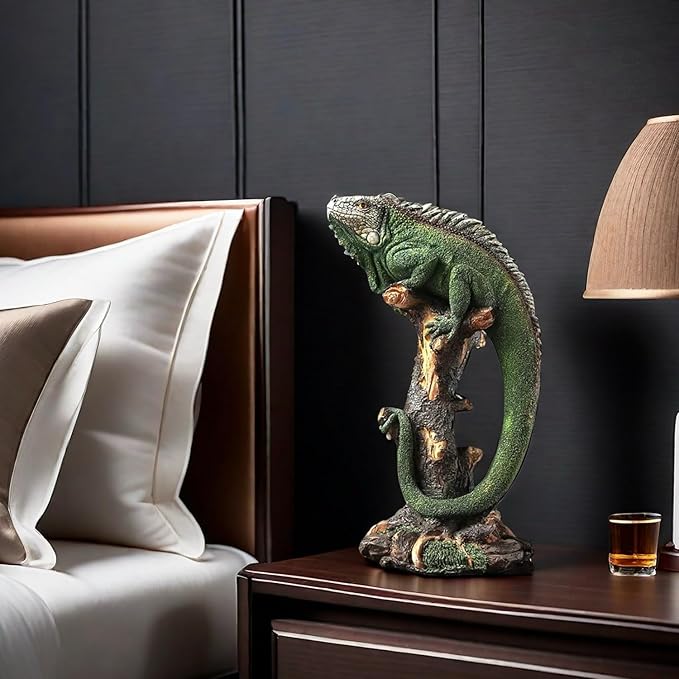 14 Inch Lizard Statue Resin Sculpture Decor Figurines for Home Decor Accents, Living Room Bedroom Office Decoration - Animal Sculptures Collection for Lizard Lovers-PawvioPets