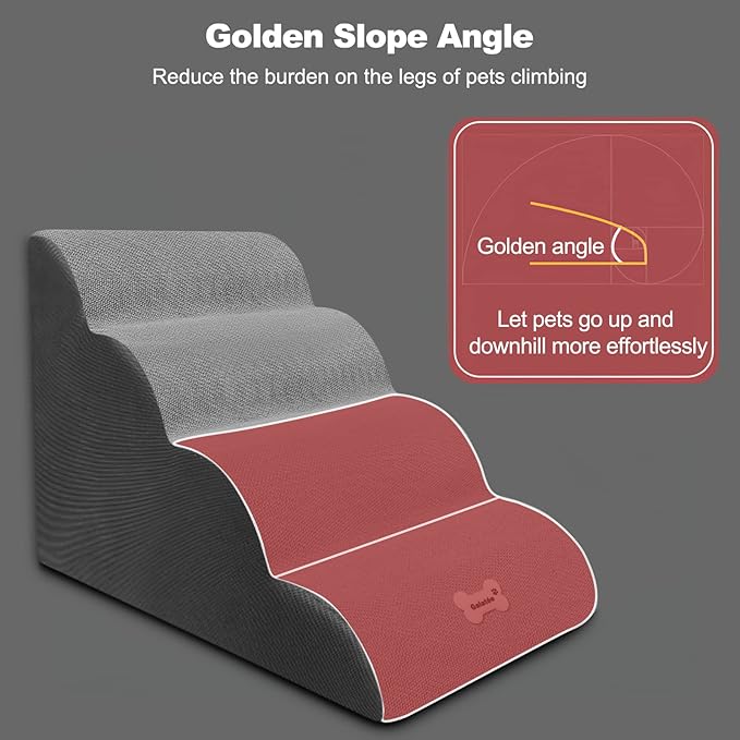 Dog Stairs, Removable and Washable Pet Stairs, 4-Steps Non-Slip Pet Ramp, Dogs Steps for High Bed Sofa, High Resilience Sponge Dog Stairs(Dark Brown)-PawvioPets