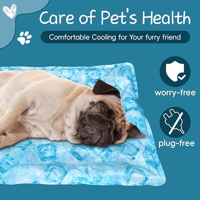 Cooling Pad for Large Dog,Instant Pet Cool Mat,Comfortable Cool Pet Mat for Cat.Portable Dog Bed for Summer. Suitable for Outdoor Summer Crate Pad.Long Time Cooling.Ice Brick(Size-XL 23.6 * 35.4in)-PawvioPets