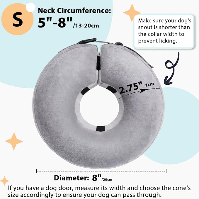 Crazy Felix Dog Donut Pillow Cone Collar Alternative After Surgery Soft Cone to Stop Licking Inflatable Dog Head Collar for Small Medium Dogs Chihuahua Pomeranian-PawvioPets