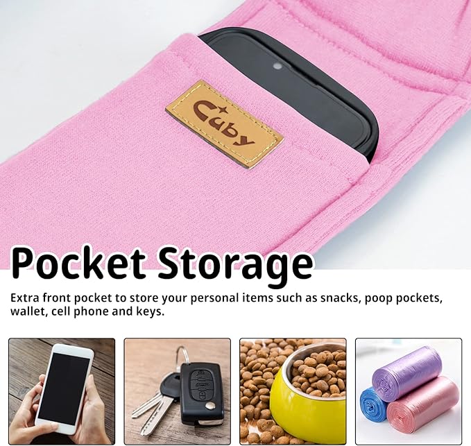 CUBY Dog and Cat Sling Carrier, Hands Free Reversible Pet Papoose Bag, Soft Pouch Adjustable, Suitable for Puppy Cats for Outdoor Travel (Pink, M-Adjustable Strap)-PawvioPets