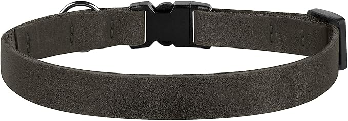 Breakaway Cat Collar Leather with Removable Bell - 13 Colors Available - Soft Adjustable Girl Boy Safety Lightweight Pet Kitten Collars Pink Brown Blue Green Red Orange Black (Graphite)-PawvioPets