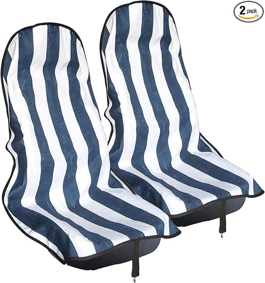 Car Seat Cover Protector Front Seats,for Gym Workout,Running,Swimming,Beach and Hiking,Waterproof Sweat Towel Bucket Seat Covers for Cars SUV Trucks (Blue Stripe, 2Pcs)-PawvioPets