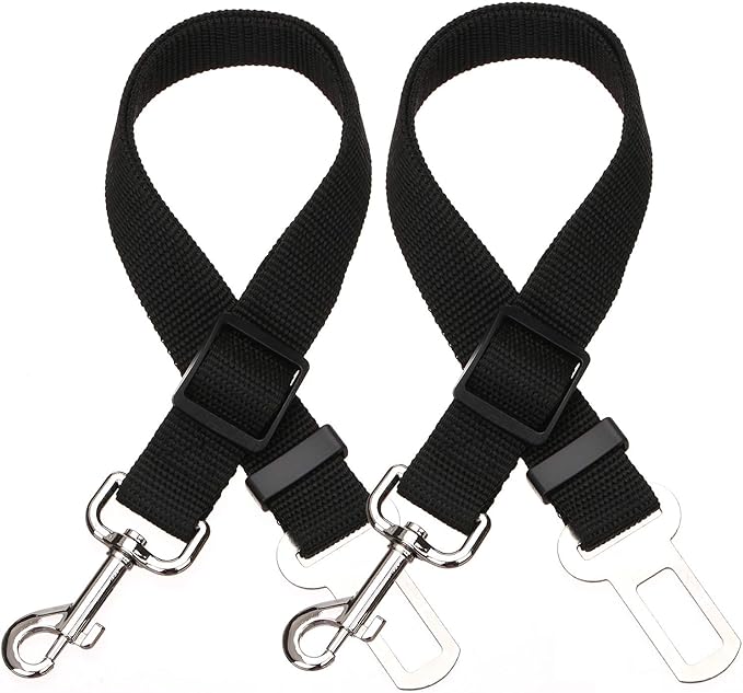 Elisel Elisel 2 Packs Adjustable Length Pet Dog Cat car seat Belt Pet seat Belt Pet Accessories for Dogs Cats and Pets (Black)-PawvioPets