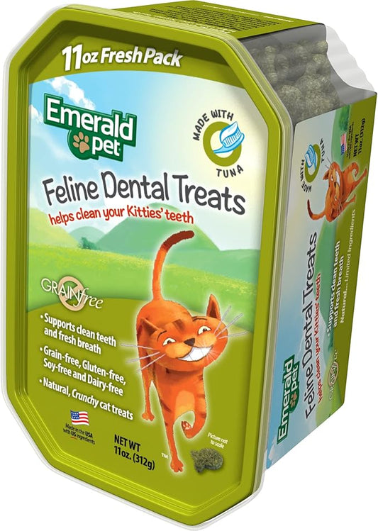 Feline Dental Treats — Tasty and Crunchy Cat Dental Treats Grain Free — Natural Dental Treats to Clean Cat Teeth, Freshen Cat Breath, and Reduce Plaque and Tartar Buildup — Tuna Treats, 11 oz-PawvioPets