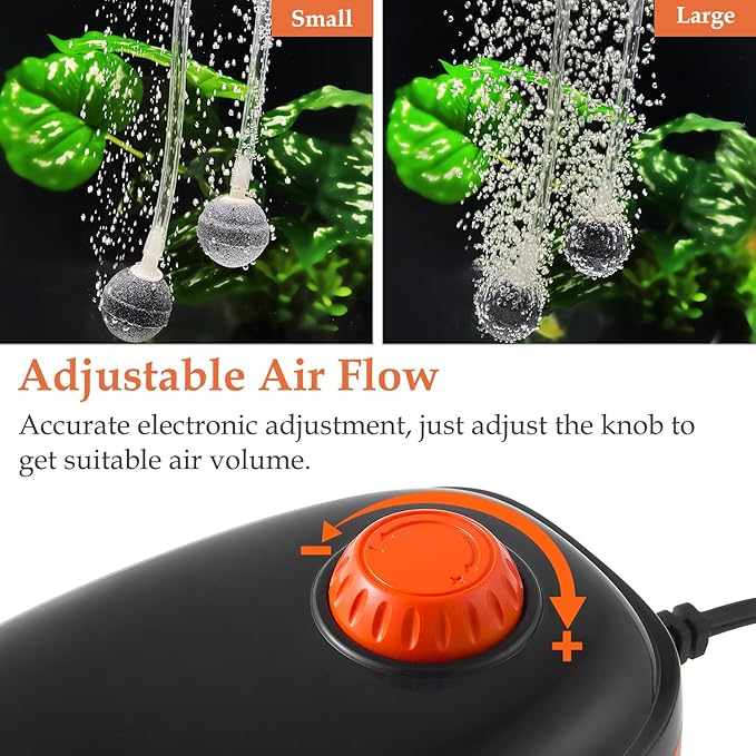 FEDOUR 4W/5W/8W Aquarium Corded Electric Air Pump, 96GPH/160GPH/256GPH Dual Outlets 4 Outlets Oxygen Pump, Ultra Quiet Aquarium Bubbler for up to 300 Gallon Fish and Turtle Tank-PawvioPets