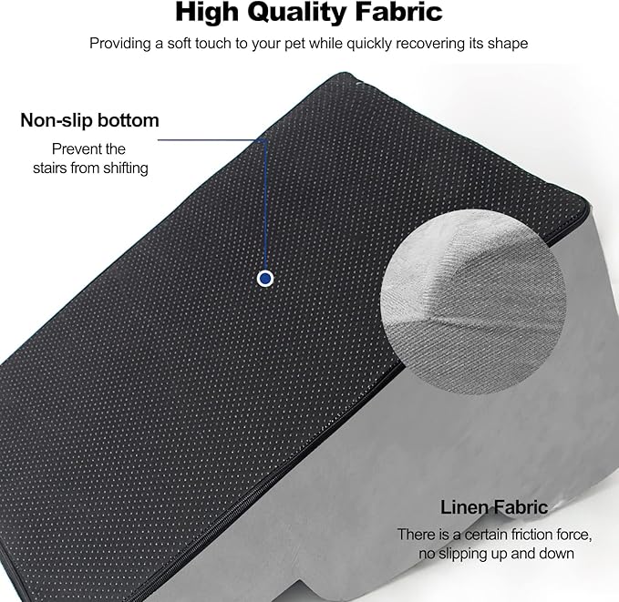 Dog Stairs, Removable and Washable Pet Stairs, 4-Steps Non-Slip Pet Ramp, Dogs Steps for High Bed Sofa, High Resilience Sponge Dog Stairs(Dark Brown)-PawvioPets