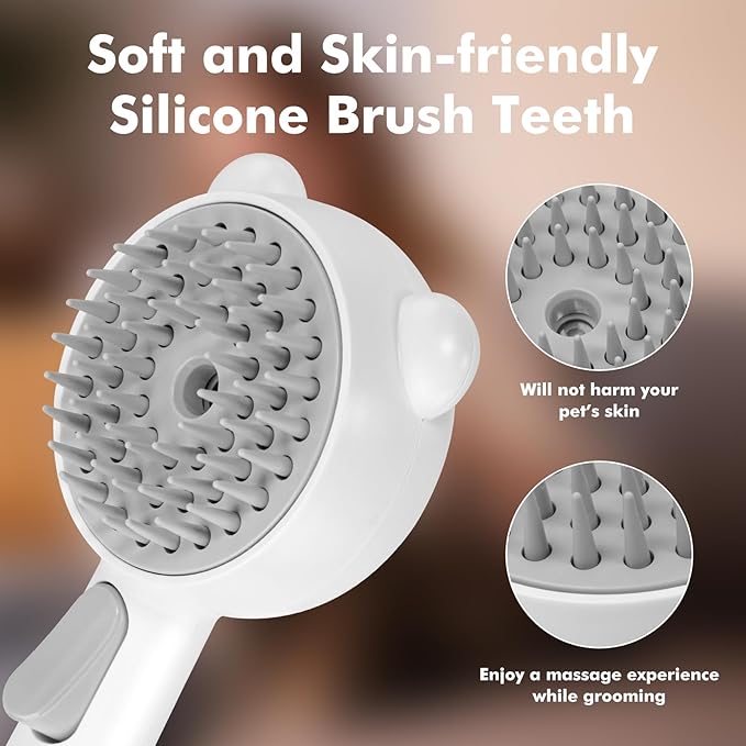 4 in 1 Pet Steam Brush for Cat & Dog, Cat Steam Brush for indoor Cats, Self Cleaning Shedding & Grooming Tool with Waterless Shampoo, Pet Spray Hair Removal Comb with Release Button & Water Tank-PawvioPets