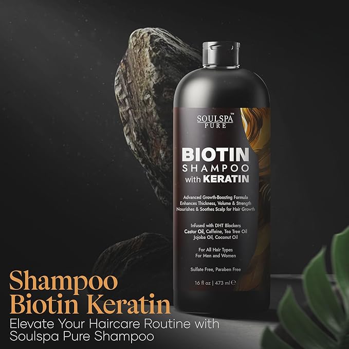 Biotin Shampoo with Keratin - Advanced Anti-Thinning, Hair Growth & Repair Formula - Soothes Scalp, with Tea Tree Oil & DHT Blockers - Strong, Healthy Hair for Men & Women - 16 fl oz-PawvioPets